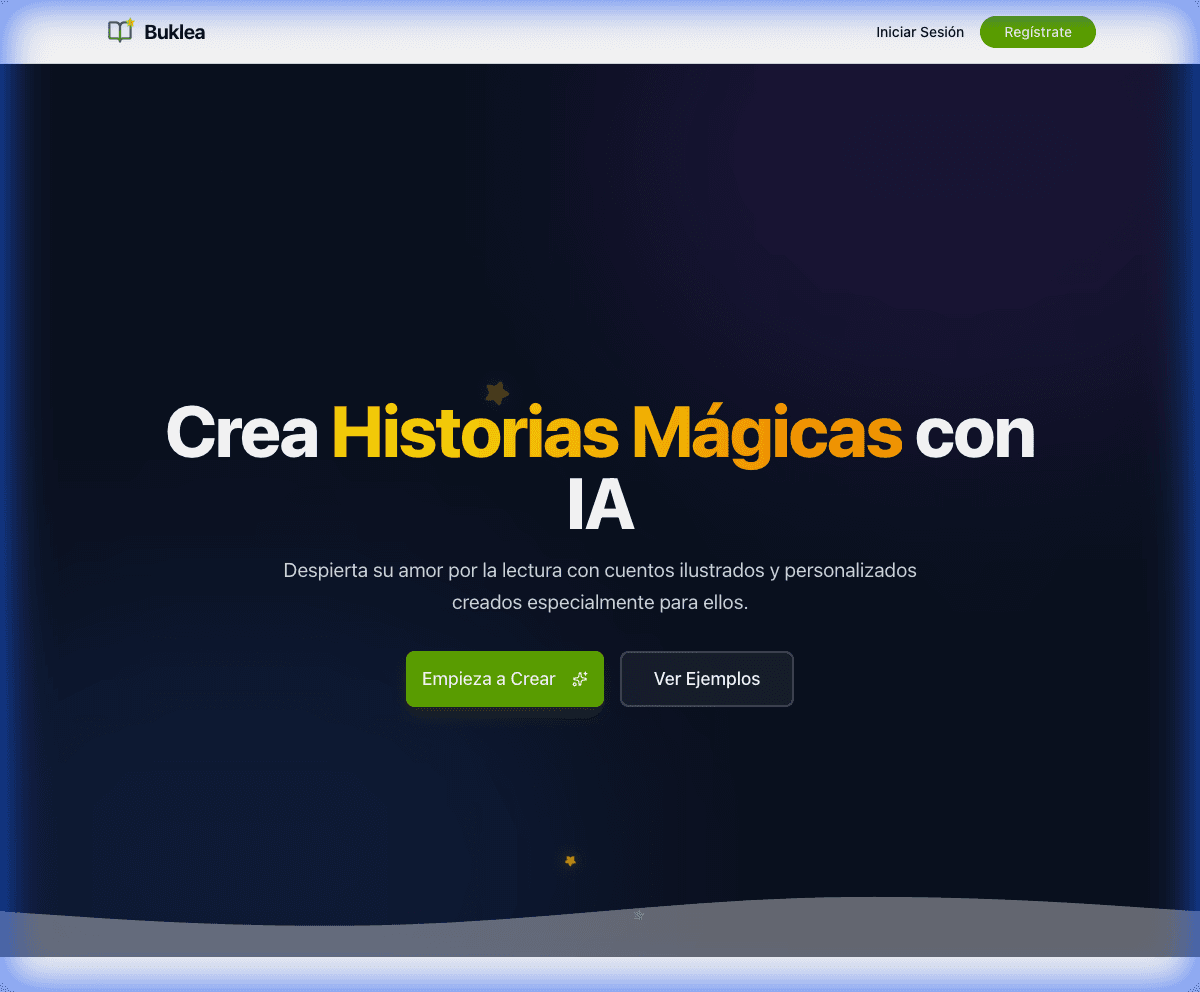 Captura de Buklea, una plataforma para crear cuentos personalizados con IA
